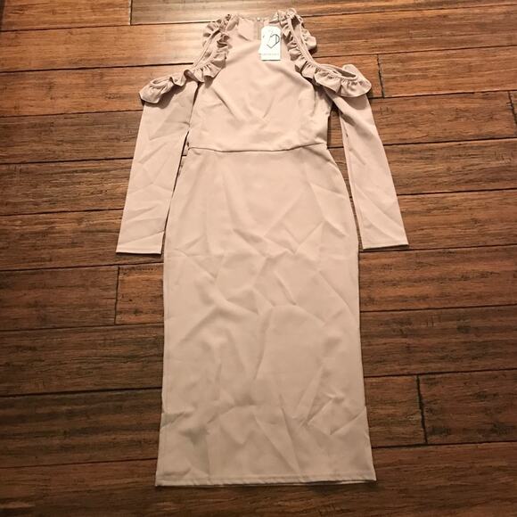 ASOS Midi Dress Oh My Love Cold Shoulder Frill - Picture 6 of 8